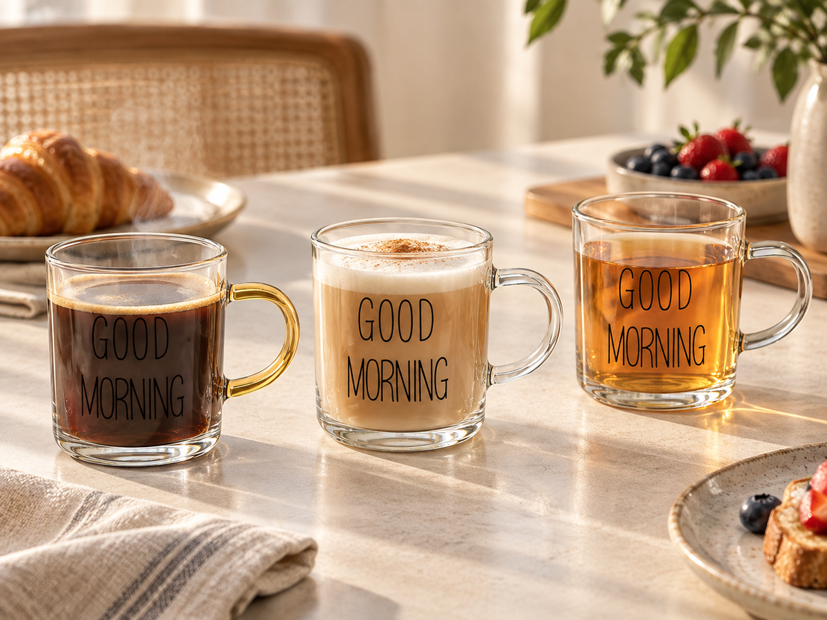 Good Morning Glass Mugs