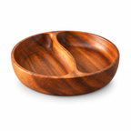 Divided Wooden Serving Bowl - studio view