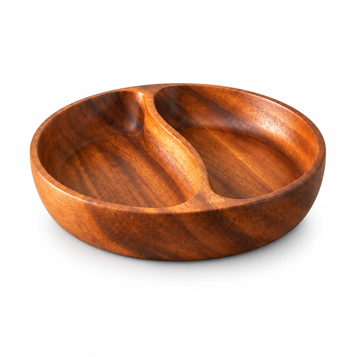 Divided Wooden Serving Bowl - studio view