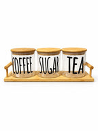 Glass Coffee, Sugar & Tea Jar Set - studio view